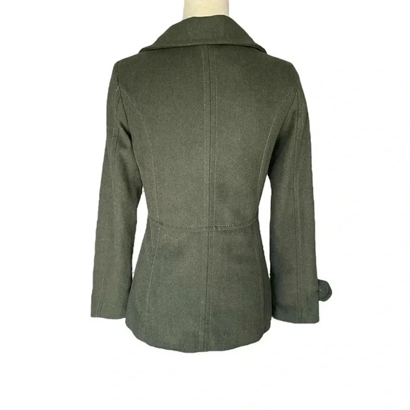 Thread & Supply Wool Blend Green Pea Coat Double Breasted Jacket Women Size S - Picture 4 of 8